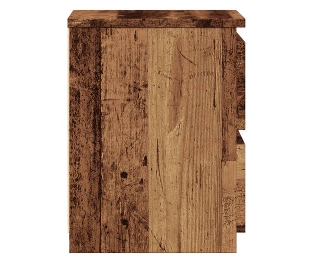 2 db antik fa színű szerelt fa éjjeliszekrény 30 x 30 x 40 cm