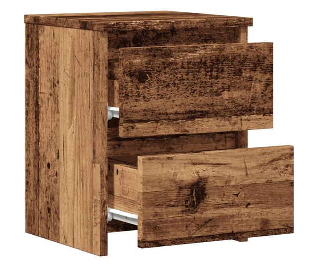 2 db antik fa színű szerelt fa éjjeliszekrény 30 x 30 x 40 cm