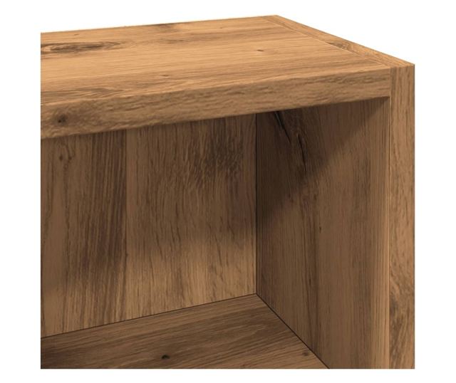 2 db kézműves tölgy színű szerelt fa CD-szekrény 21x16x93,5 cm