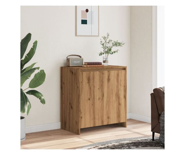 kézműves tölgy színű szerelt fa tálalószekrény 70x41x75 cm