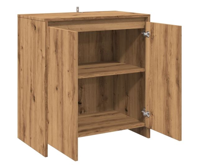 kézműves tölgy színű szerelt fa tálalószekrény 70x41x75 cm