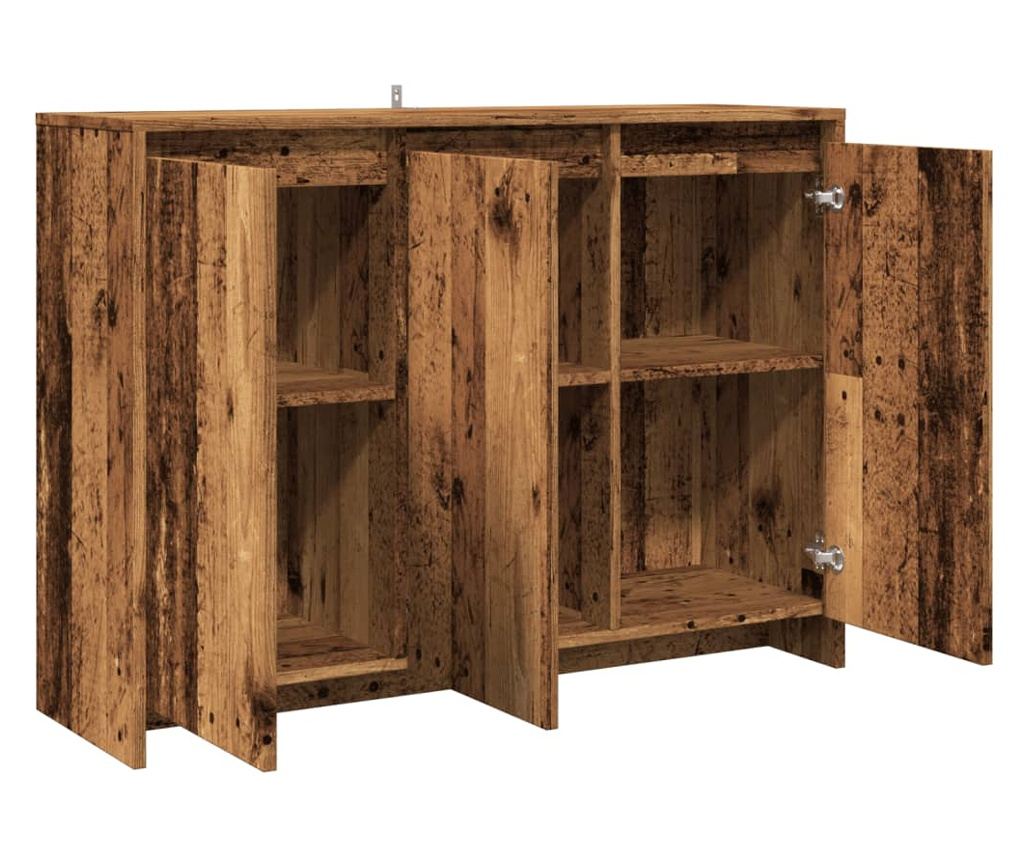 antik fa színű szerelt fa tálalószekrény 102 x 33 x 75 cm - 7