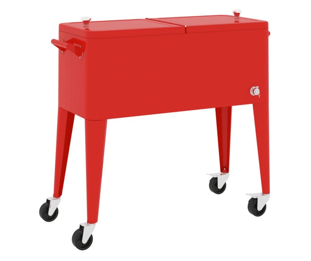 piros hűtőkocsi kerekekkel 92 x 43 x 89 cm - 2