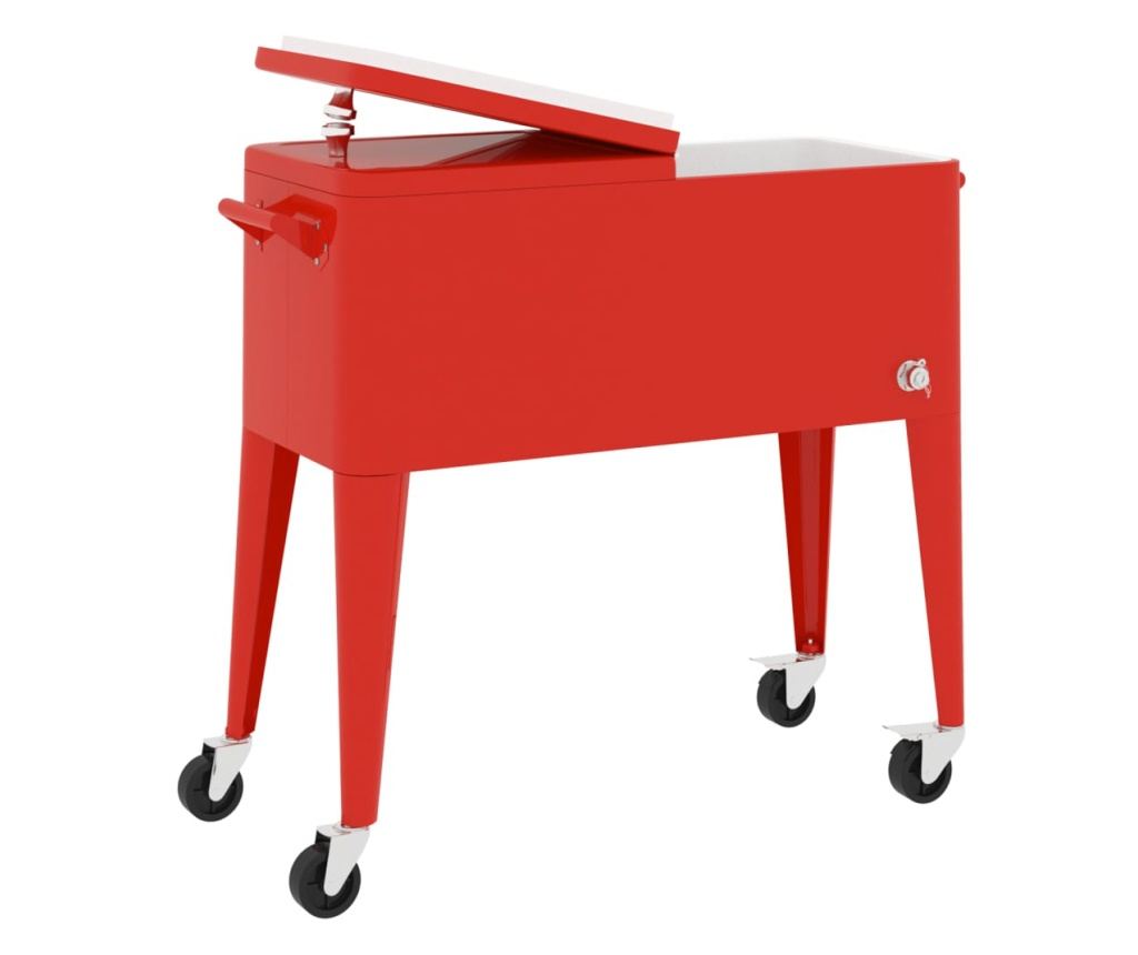 piros hűtőkocsi kerekekkel 92 x 43 x 89 cm - 4