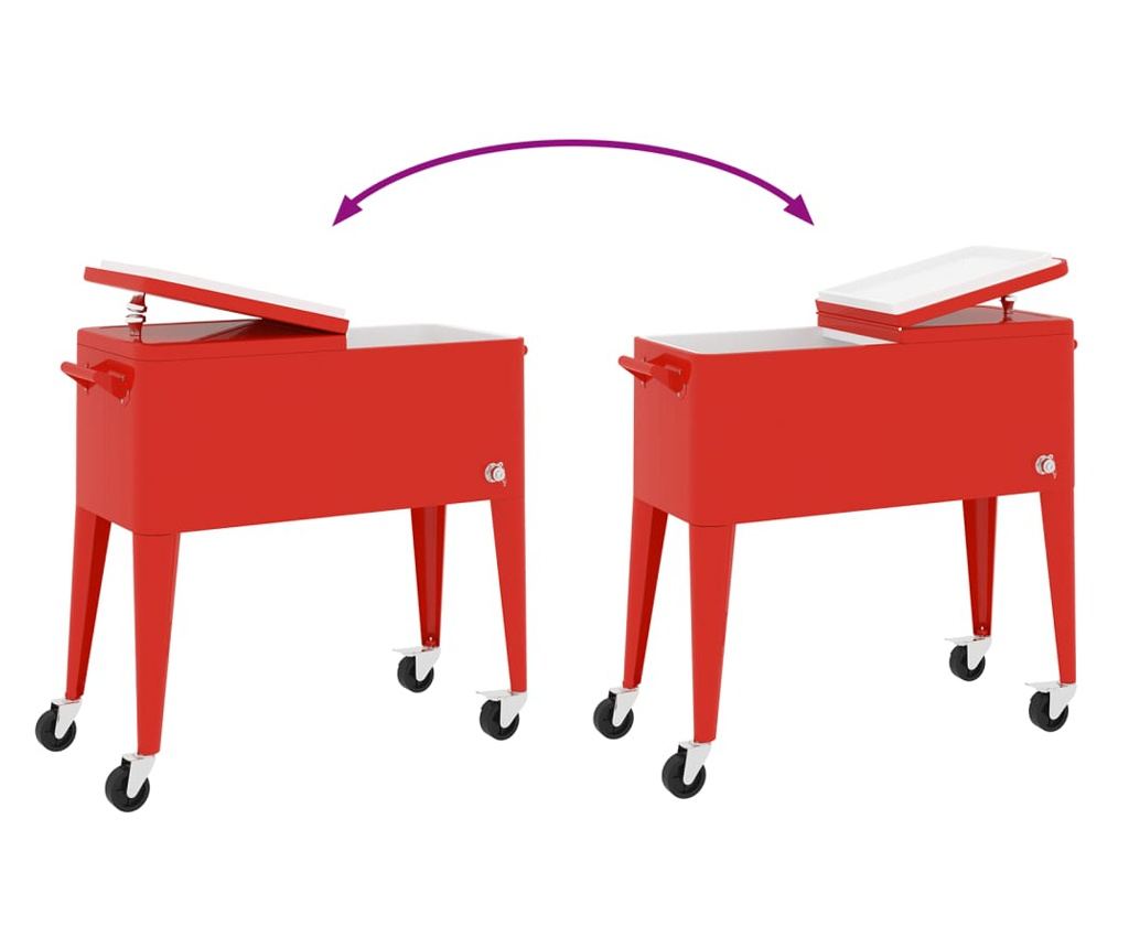 piros hűtőkocsi kerekekkel 92 x 43 x 89 cm - 7