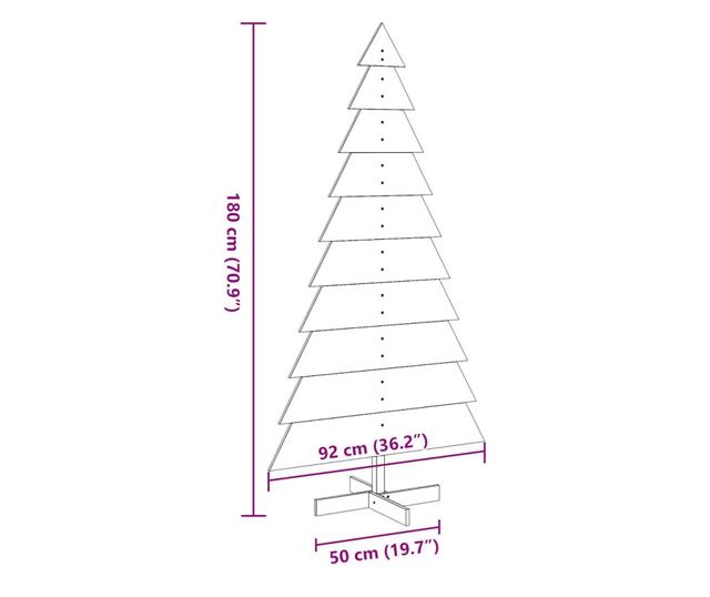 viaszbarna tömör fenyőfa karácsonyfa-dekoráció 180 cm