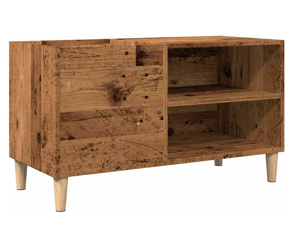 antik fa színű szerelt fa hanglemezszekrény 84,5x38x48 cm - 2