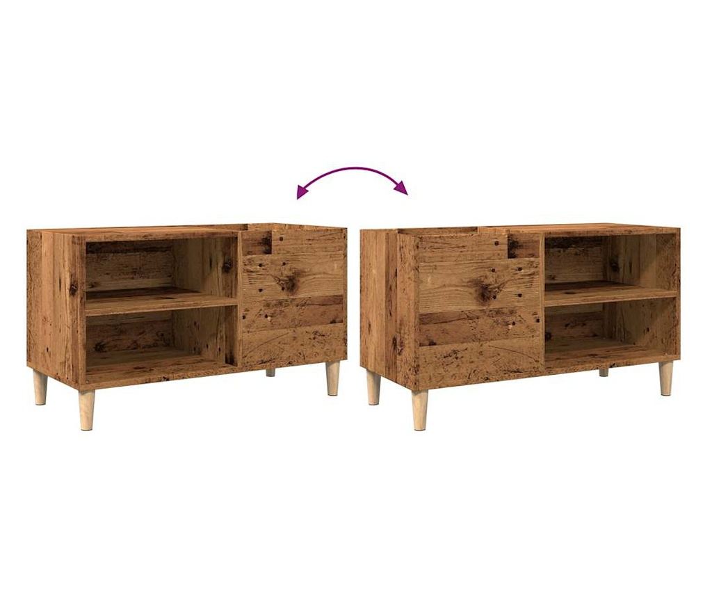 antik fa színű szerelt fa hanglemezszekrény 84,5x38x48 cm - 7