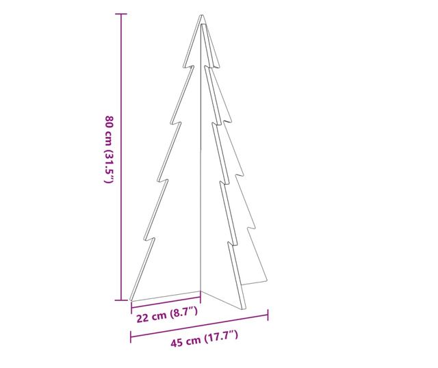 tömör fenyőfa karácsonyfa-dekoráció 80 cm