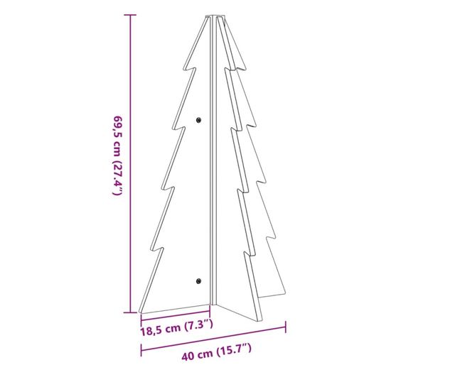 tömör fenyőfa karácsonyfa-dekoráció 69,5 cm