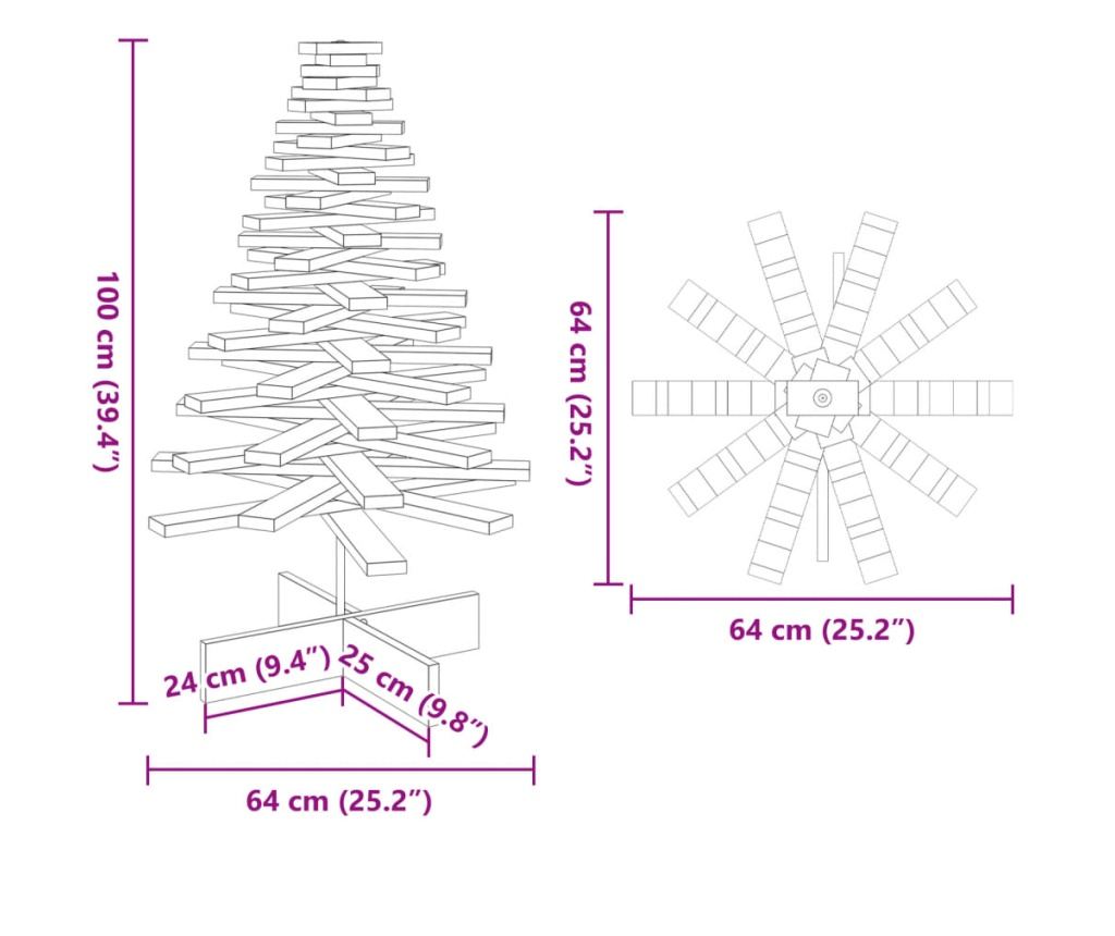 tömör fenyőfa karácsonyfa-dekoráció 100 cm - 8