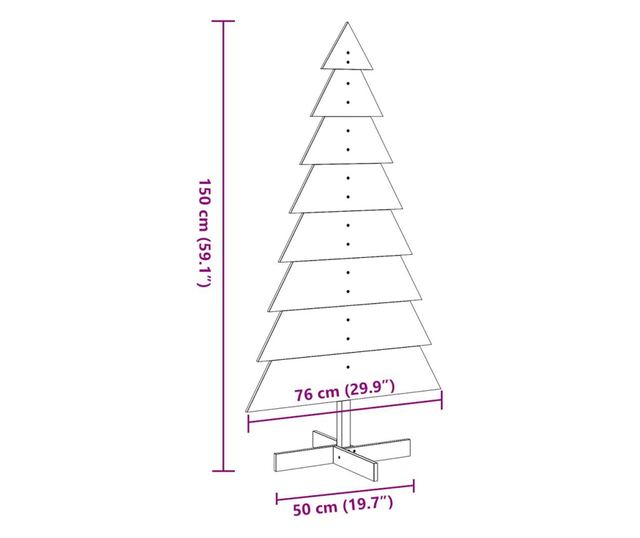 viaszbarna tömör fenyőfa karácsonyfa-dekoráció 150 cm