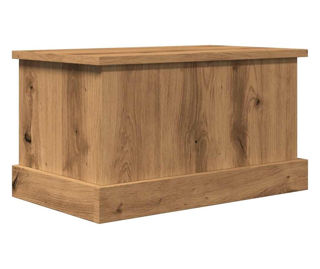 kézműves tölgy színű szerelt fa tárolódoboz 30 x 50 x 28 cm - 2