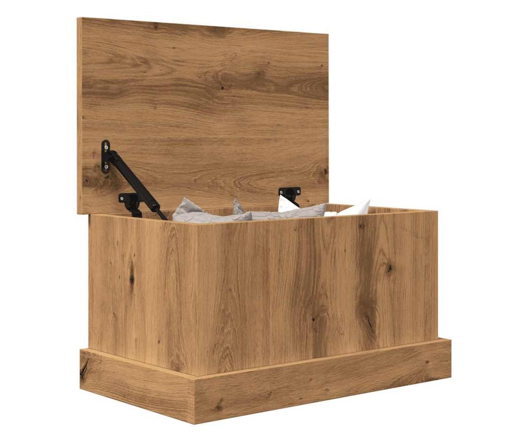 kézműves tölgy színű szerelt fa tárolódoboz 30 x 50 x 28 cm - 4