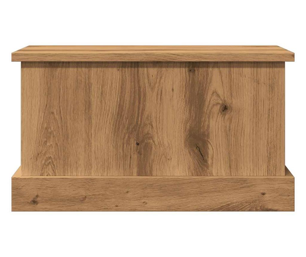 kézműves tölgy színű szerelt fa tárolódoboz 30 x 50 x 28 cm - 5