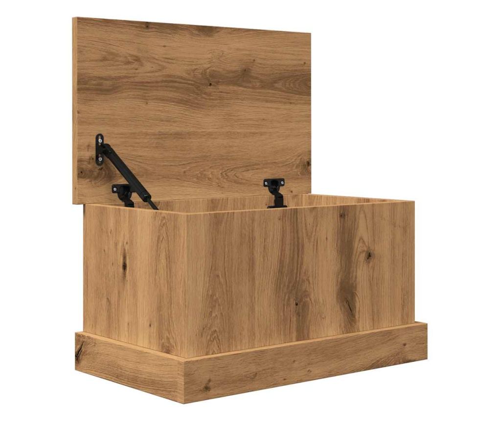 kézműves tölgy színű szerelt fa tárolódoboz 30 x 50 x 28 cm - 6