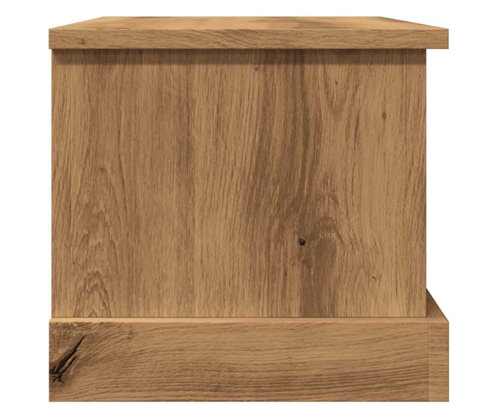 kézműves tölgy színű szerelt fa tárolódoboz 30 x 50 x 28 cm - 7