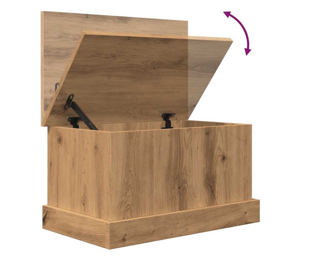 kézműves tölgy színű szerelt fa tárolódoboz 30 x 50 x 28 cm - 9