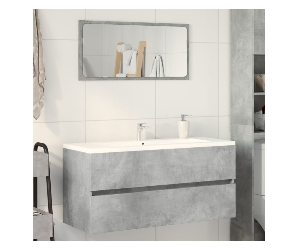 betonszürke szerelt fa mosdószekrény 100 x 38,5 x 45 cm - 3