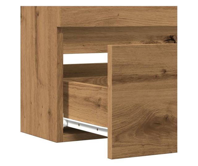 kézműves tölgy színű szerelt fa mosdószekrény 100 x 38,5 x 45cm