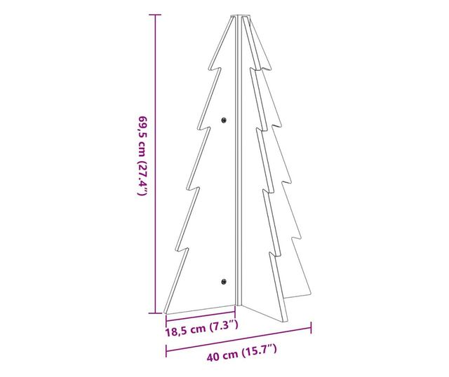 fehér tömör fenyőfa karácsonyfa-dekoráció 69,5 cm
