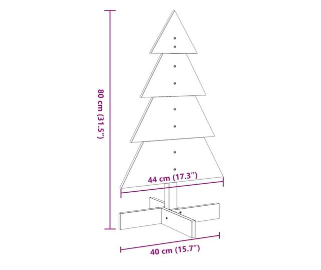 fehér tömör fenyőfa karácsonyfa-dekoráció 80 cm