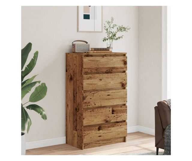 antik fa színű szerelt fa fiókos szekrény 60 x 36 x 103 cm