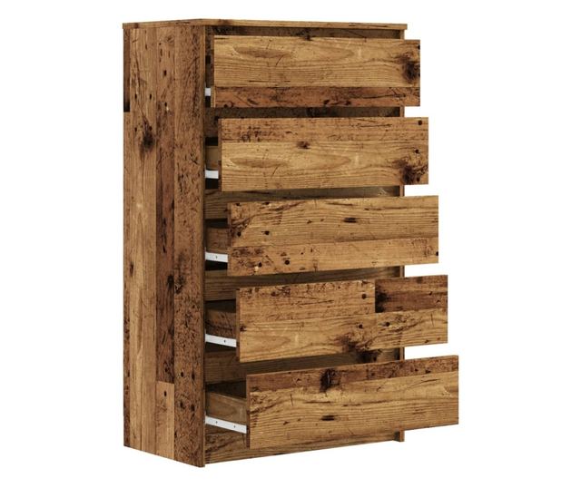 antik fa színű szerelt fa fiókos szekrény 60 x 36 x 103 cm