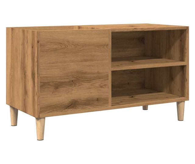 kézműves tölgy színű szerelt fa hanglemezszekrény 84,5x38x48 cm