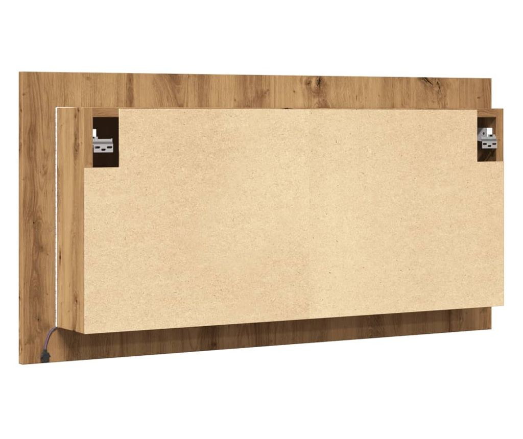 kézműves tölgy szerelt fa tükrösszekrény LED-del 90x12x45 cm - 9