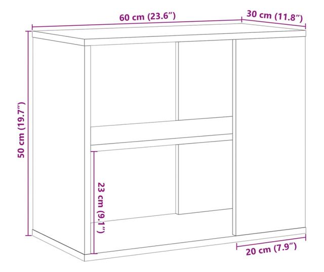 antik fa színű szerelt fa kisszekrény 60 x 30 x 50 cm