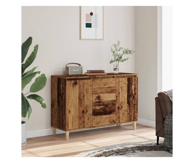 antik fa színű szerelt fa tálalószekrény 102 x 35 x 70 cm