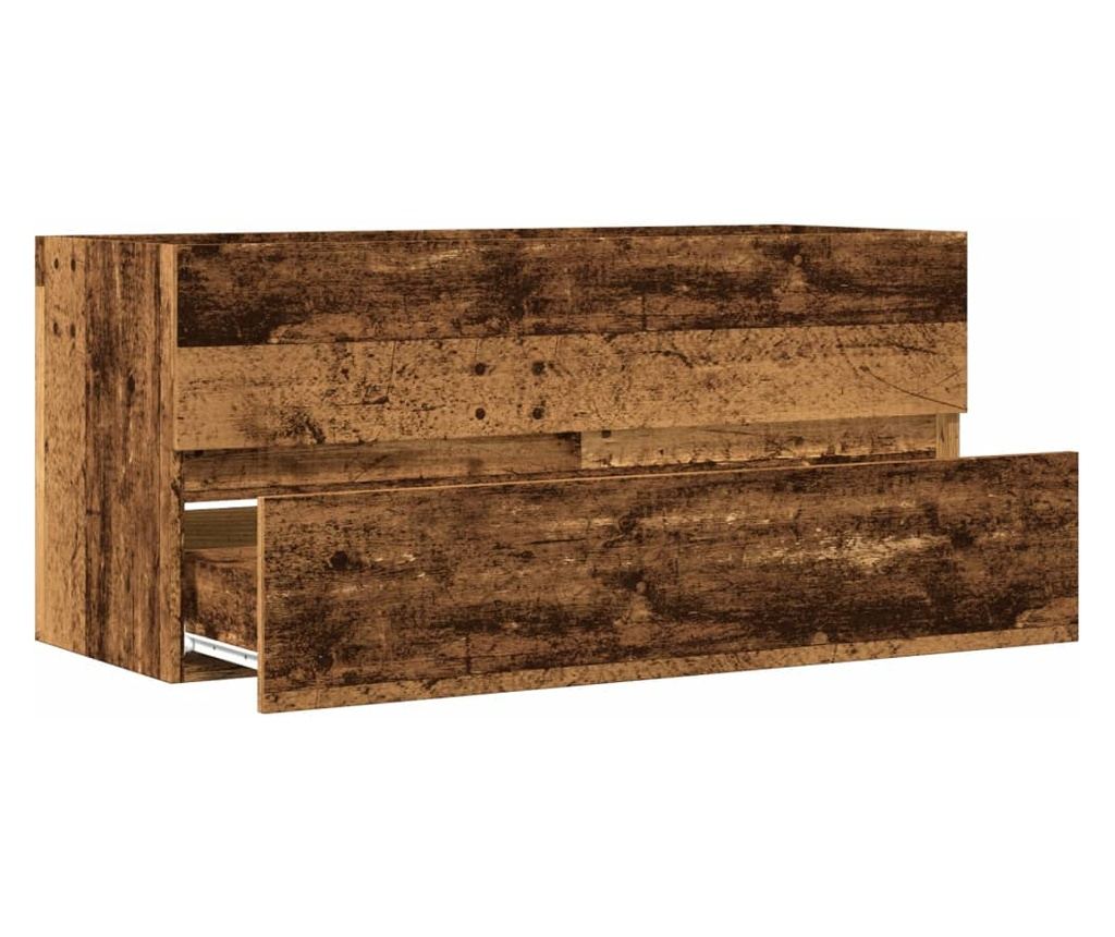 antik fa színű szerelt fa mosdószekrény 100 x 38,5 x 45 cm - 7