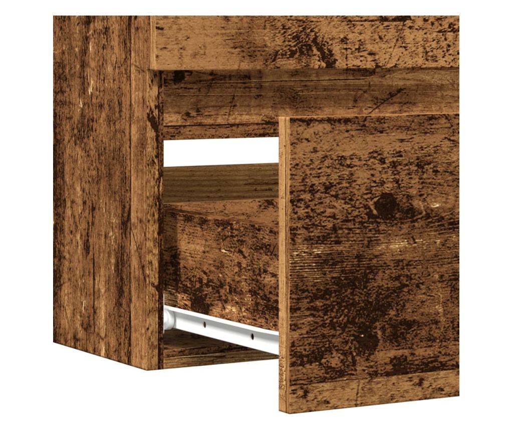 antik fa színű szerelt fa mosdószekrény 100 x 38,5 x 45 cm - 8