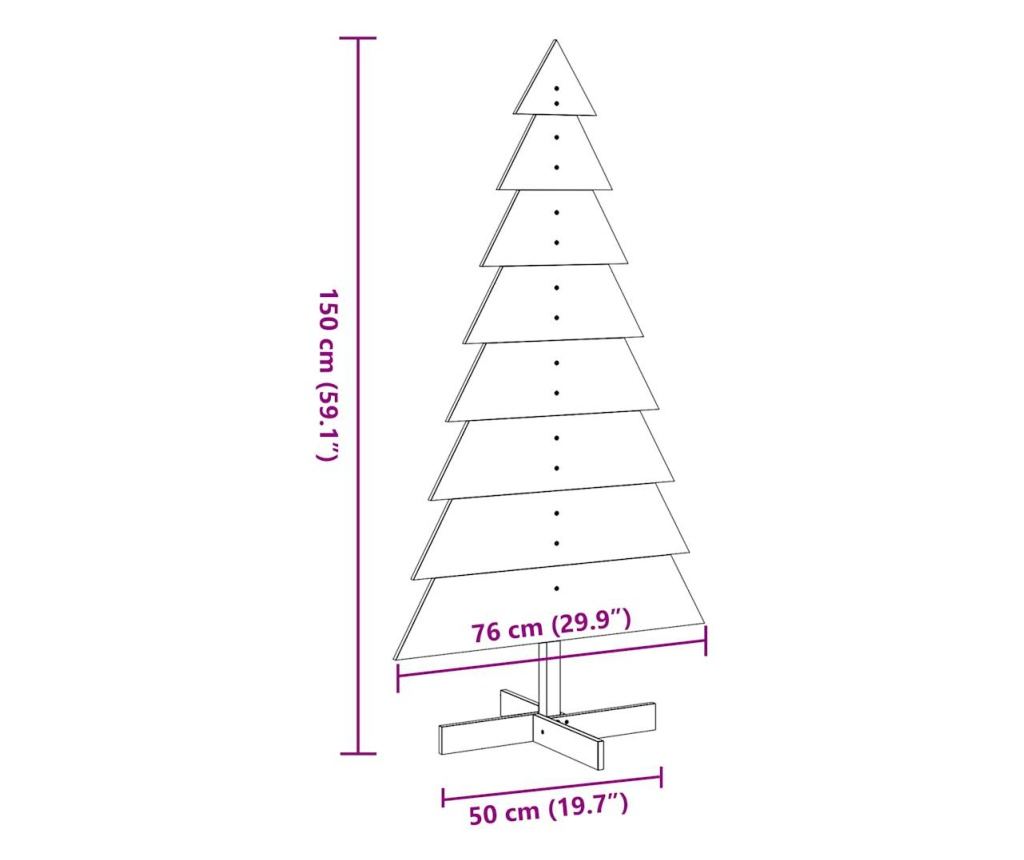 fehér tömör fenyőfa karácsonyfa-dekoráció 150 cm - 8