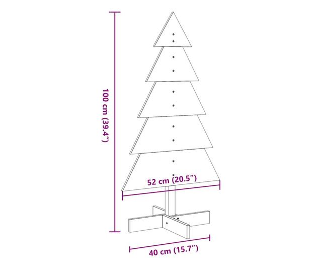 fehér tömör fenyőfa karácsonyfa-dekoráció 100 cm