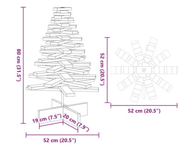 tömör fenyőfa karácsonyfa-dekoráció 80 cm