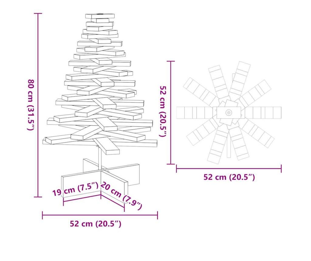 fehér tömör fenyőfa karácsonyfa-dekoráció 80 cm - 8