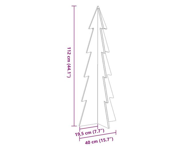 fehér tömör fenyőfa karácsonyfa-dekoráció 112 cm