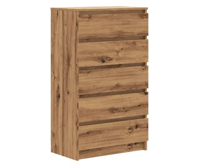 kézműves tölgy színű szerelt fa fiókos szekrény 60 x 36 x 103cm