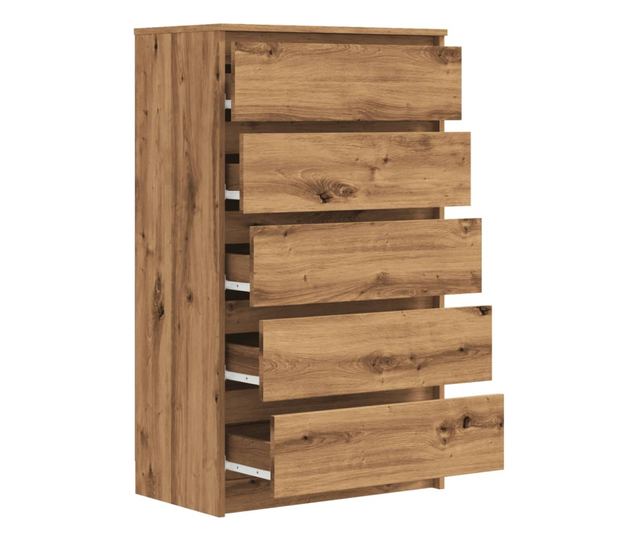 kézműves tölgy színű szerelt fa fiókos szekrény 60 x 36 x 103cm