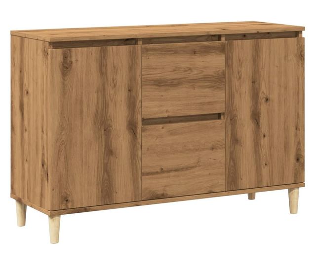 kézműves tölgy színű szerelt fa tálalószekrény 102 x 35 x 70 cm