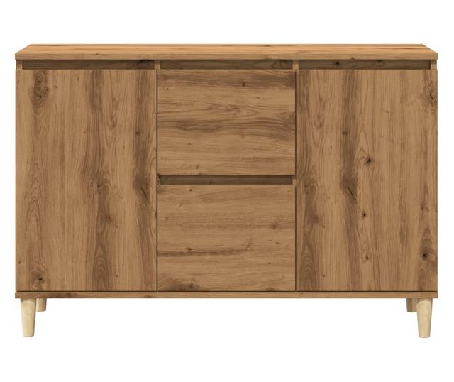 kézműves tölgy színű szerelt fa tálalószekrény 102 x 35 x 70 cm