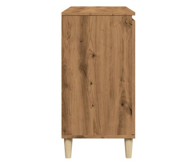 kézműves tölgy színű szerelt fa tálalószekrény 102 x 35 x 70 cm