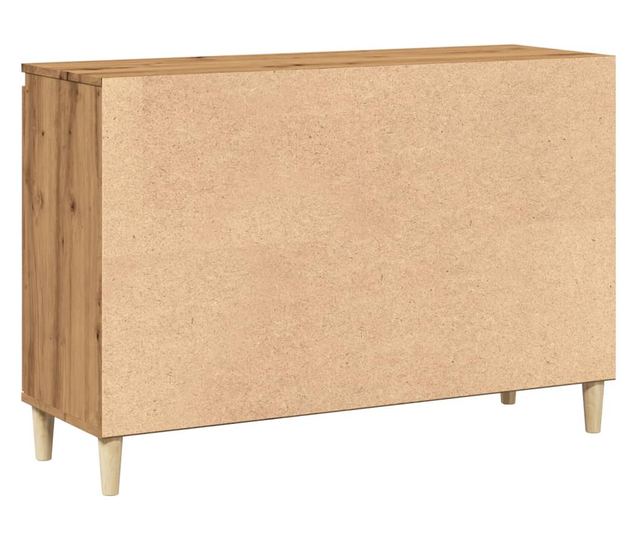 kézműves tölgy színű szerelt fa tálalószekrény 102 x 35 x 70 cm