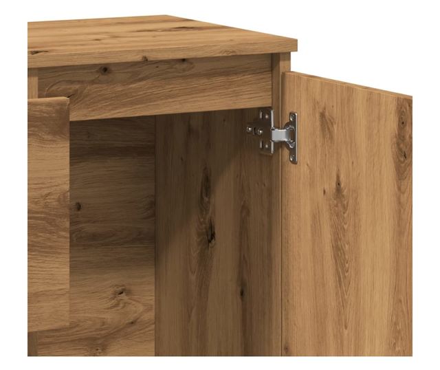 kézműves tölgy színű szerelt fa tálalószekrény 102 x 35 x 70 cm