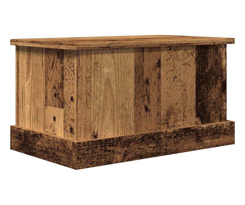 antik fa színű szerelt fa tárolódoboz 30 x 50 x 28 cm - 2