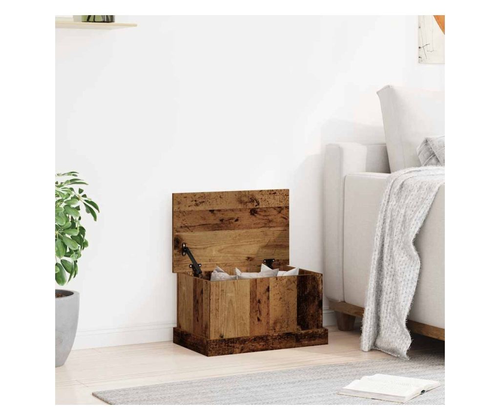 antik fa színű szerelt fa tárolódoboz 30 x 50 x 28 cm - 3