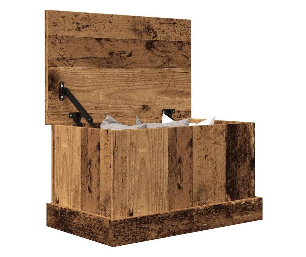 antik fa színű szerelt fa tárolódoboz 30 x 50 x 28 cm - 4