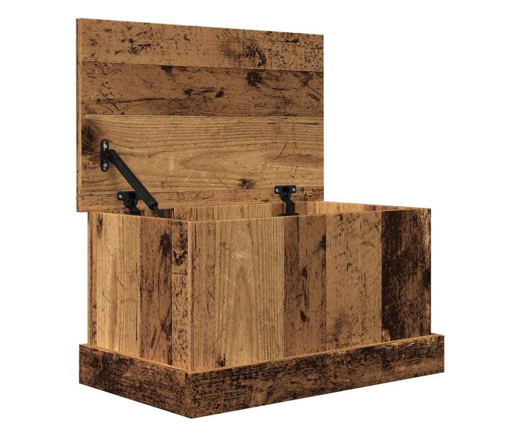 antik fa színű szerelt fa tárolódoboz 30 x 50 x 28 cm - 6